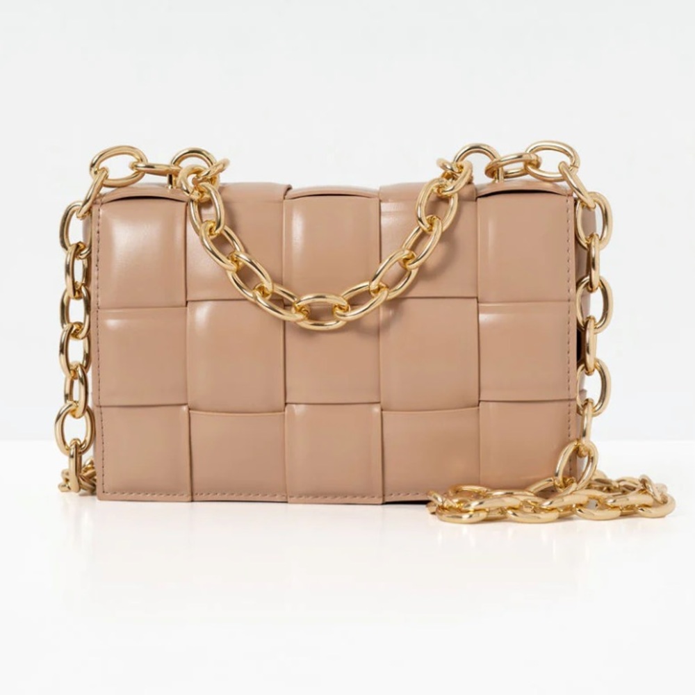 Padded Woven Chain Handbag